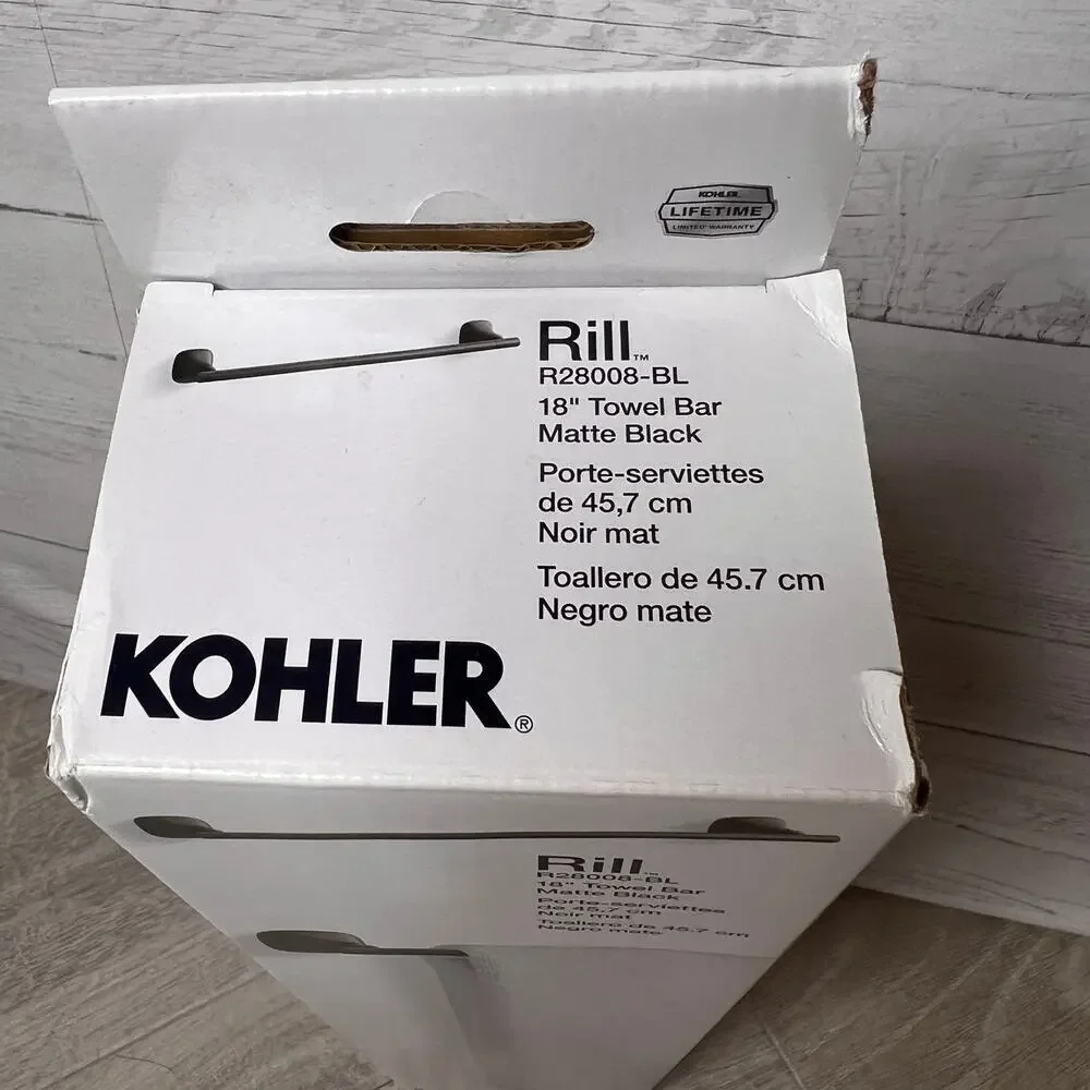Kohler Rill 18 inch Matte Black Wall Towel Bar R28008-BL Lasting Finish